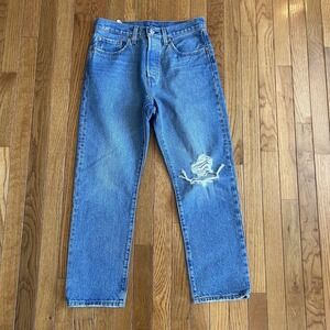 Levis 501 Premium Jeans Womens 27x26 (Actual 29x26) Buttonfly Modern Big E Ankle